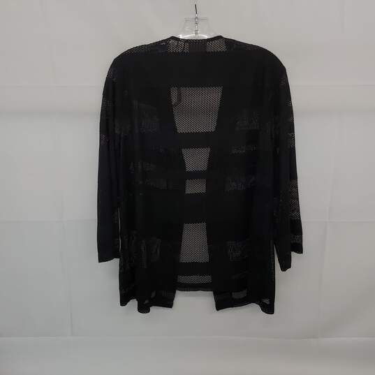 Chico's Black Mixed Mesh Open Knit Cardigan Jacket WM Size 3 NWT image number 2