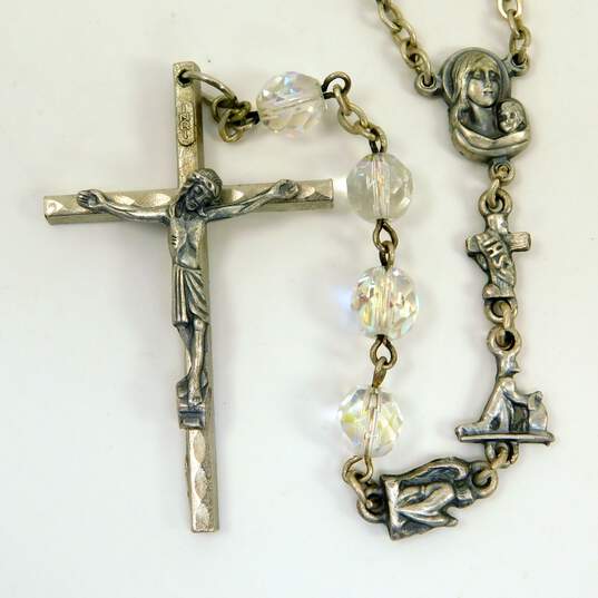 Vintage Silver Tone & Aurora Borealis Rosary Prayer Beads 99.8g image number 5