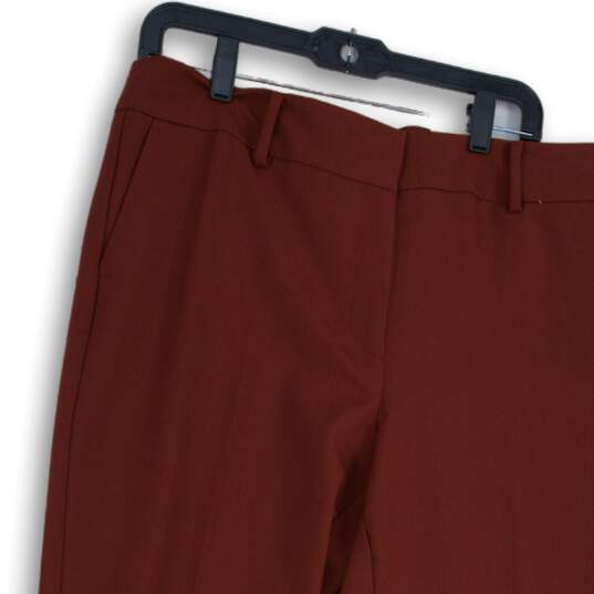 NWT Ann Taylor Womens Orange Flat Front Slash Pocket Dress Pants Size 12 image number 3