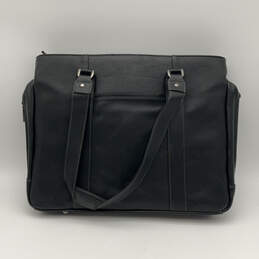 Mens Black Leather Inner Zip Pocket Bottom Studs Double Strap Laptop Bag alternative image
