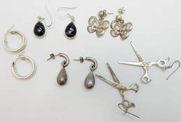 Artisan Sterling Silver Butterfly Hoop Scissor Drop Onyx Earrings Variety 26.4g alternative image
