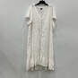 Womens White Eyelet V-Neck Short Sleeve Front Button Maxi Dress Size 4 image number 1