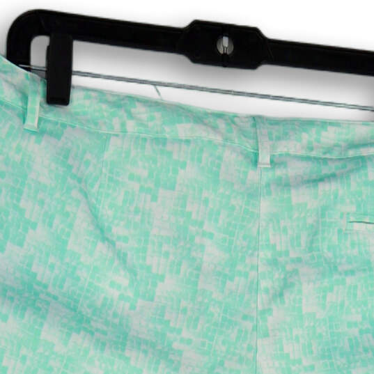 NWT Womens Green White Printed Flat Front Slash Pocket Chino Shorts Size 14 image number 4