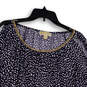 Womens Blue Animal Print 3/4 Sleeve Cold Shoulder Pullover Blouse Top Sz 3X image number 3