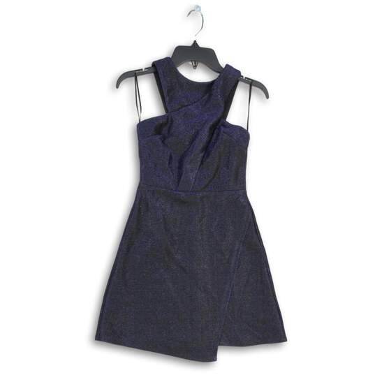 NWT TopShop Womens Blue Glitter Sleeveless Short Mini Dress Size 2 image number 1