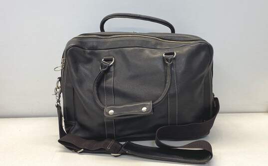 Levenger Brown Leather Zip Laptop Briefcase Messenger Bag image number 2