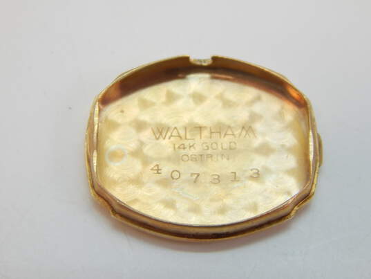 Ladies Vintage Waltham 14K Yellow Gold Case Gold Filled Band 17 Jewels Wrist Watch 10.9g image number 2