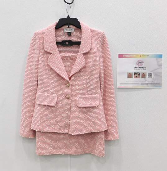Women's St. John Collection Pink 2 Piece Knit Blazer & Skirt image number 2