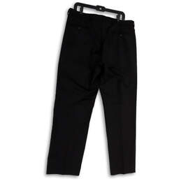 Mens Black Gray Pinstripe Flat Front Pocket Straight Leg Dress Pants Sz 34R alternative image