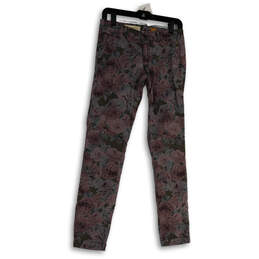 Womens Multicolor Floral Flat Front Slash Pockets Ankle Pants Size 25