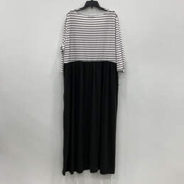 NWT Womens White Black Stripped Scoop Neck 3/4 Sleeve Maxi Dress Size 24 alternative image