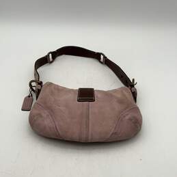 Coach Womens Pink Suede Adjustable Strap Logo Charm Shoulder Bag Purse alternative image