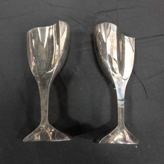 Lenox Kirk Steif Collection Wedding Silverplate Heart Shape Champagne Flutes Glasses image number 8