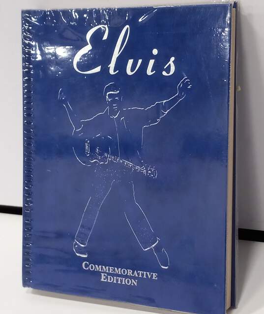 Elvis 2002 Commemorative Edition Blue Suede Hardback Book With Guitar Book Mark image number 2