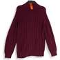 NWT IZOD Mens Maroon Knitted 1/4 Zip Mock Neck Long Sleeve Pullover Sweater Sz L image number 2