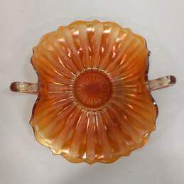 Peach Carnival Glass Curved Flower Holder