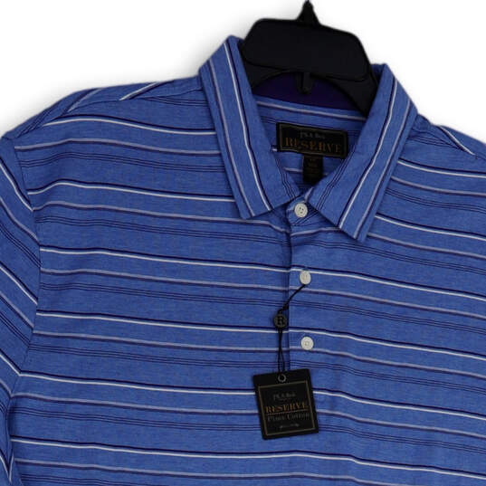 NWT Mens Blue Striped Short Sleeve Collared Button Front Polo Shirt Sz XXL image number 3