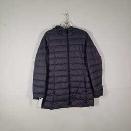 Womens Zipper Pockets Long Sleeve Full-Zip Hooded Puffer Jacket Size Medium