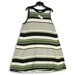 NWT Womens Multicolor Striped Round Neck Sleeveless Tank Dress Size XL