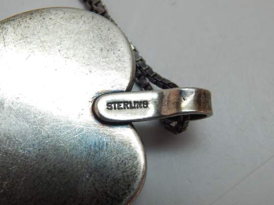 Artisan 925 Sterling Silver Glass Floral Resin & Druzy Quartz Pendant Necklaces 28.6g image number 5