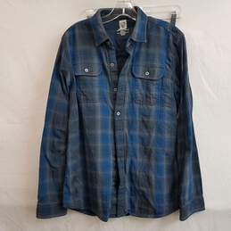 Kuhl blue and gray plaid button up shirt men's small