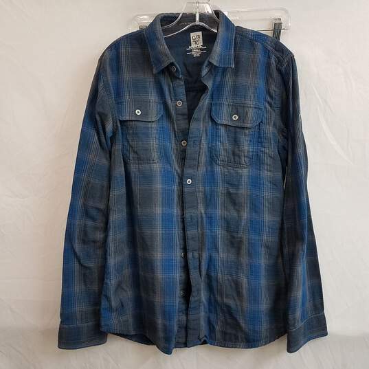 Kuhl blue and gray plaid button up shirt men's small image number 1