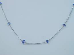 14K White Gold Faceted Tanzanite Station Necklace 2.6g
