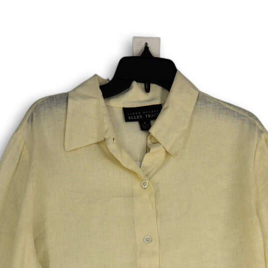 NWT Womens Beige Collared Long Sleeve Regular Fit Button-Up Shirt Size 16 image number 3