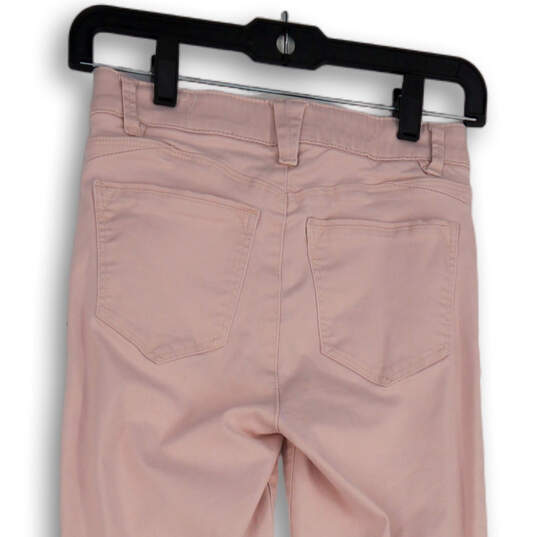 Womens Pink Denim Light Wash Stretch Pockets Straight Leg Jeans Size 00 P image number 4