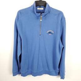 Tommy Bahama Men Blue Quarter Zip Sweatshirt L NWT