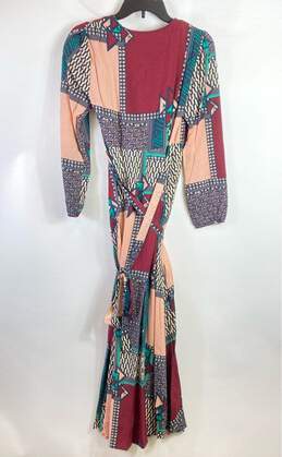 Anthropologie Women Blue Jacquard Print Wrap Dress - Size X Small alternative image