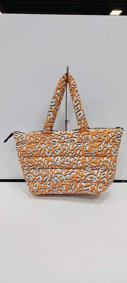Ted Baker Women's Quilted Large Orange and White Cheetah Print Bag with Accessory Case alternative image
