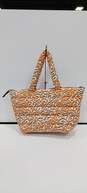 Ted Baker Women's Quilted Large Orange and White Cheetah Print Bag with Accessory Case image number 2