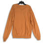 Mens Orange Knitted Long Sleeve V-Neck Formal Pullover Sweater Size 2XL image number 2
