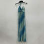 Womens Blue Green V-Neck Sleeveless Back-Tie Maxi Dress Size 7/8 image number 1