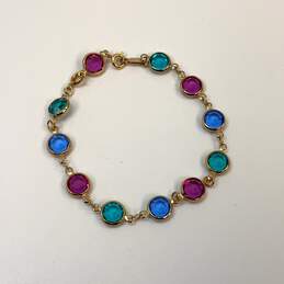 Designer Swarovski Gold-Tone Multicolor Round Crystals Chain Bracelet alternative image