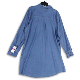NWT Womens Blue Collared Long Sleeve Button Front Shirt Dress Size XXL alternative image