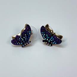 Designer Betsey Johnson Gold-Tone 3D Purple Butterfly Stud Earrings alternative image