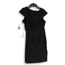 NWT Womens Black Beige Belted Round Neck Back Zip Sheath Dress Size 10 alternative image