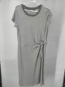 Cable & Gauge Womens Gray Cream Striped Midi T-Shirt Dress Sz M T-0503687-N