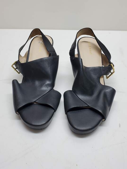 Cole Haan Philomina Grand Wedge Black Leather Sandal Size 8.5 image number 1