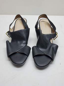 Cole Haan Philomina Grand Wedge Black Leather Sandal Size 8.5
