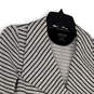 Womens Gray Striped Long Sleeve Collared Asymmetrical Full-Zip Jacket Sz XS image number 3