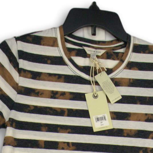NWT Lucky Brand Womens Multicolor Striped Round Neck Pullover T-Shirt Size Small image number 3