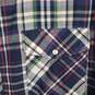 Mens Plaid Short Sleeve Chest Pockets X-Long Tails Snap Front Shirt Size Large image number 3