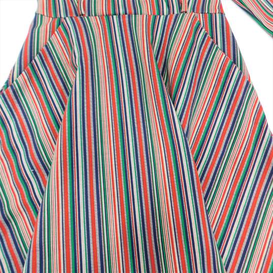 RED Valentino Multicolor Stripes Short Sleeve Casual Pleated Midi Dress Size S with COA image number 6