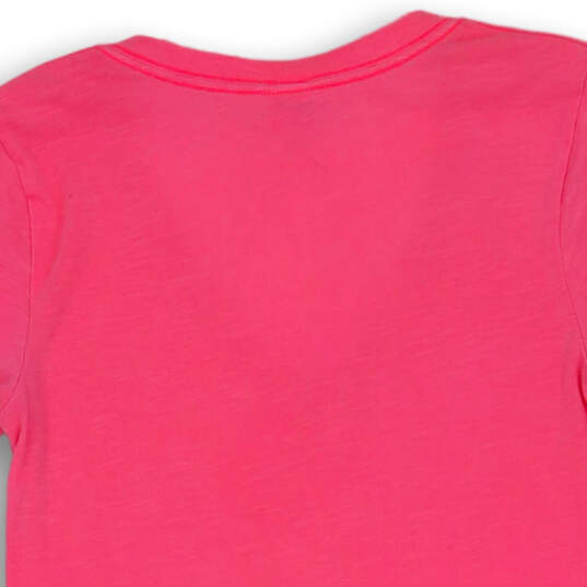 Womens Neon Pink Short Sleeve V-Neck Pullover T-Shirt Size Small image number 4