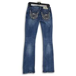 Womens Blue Denim Embellished 5-Pocket Design Bootcut Jeans Size 28 alternative image