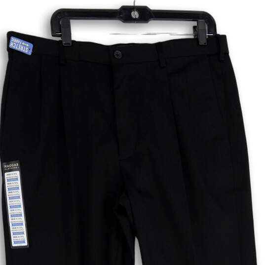 NWT Mens Black Pleated Classic Fit Stretch Dress Pants Size 36W X31L image number 3