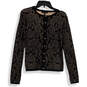 Womens Black Floral Knitted Long Sleeve Button Front Cardigan Sweater Sz S image number 1